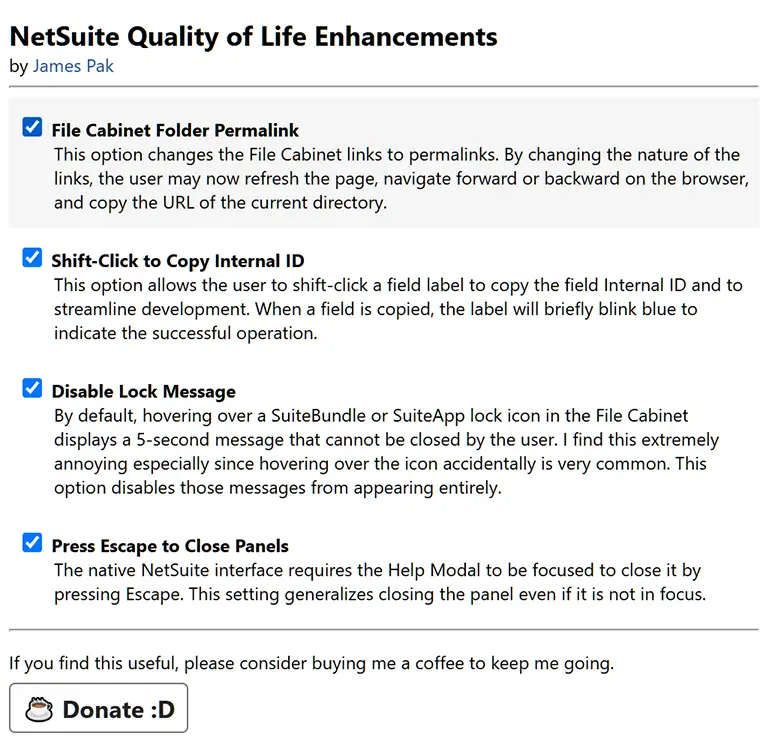 NetSuite Chrome extension